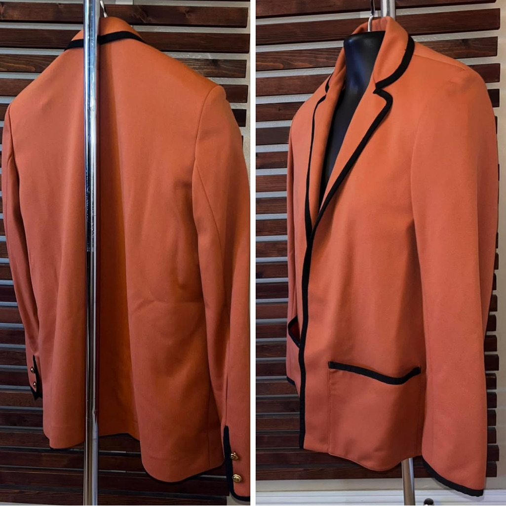 Givenchi Sport Vintage 1970s 70s Caramel Brown & Black Trim Disco Jacket Blazer